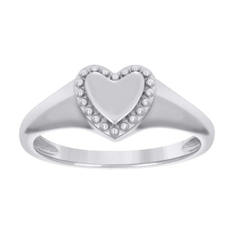 Lady's Silver Heart Ring 
Length 8 Mm 8 Style: Heart