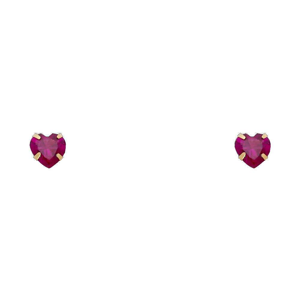 Lady's Yellow 14 Karat Heart Studs - July
 Length 5 Mm 5 Finish: Poli