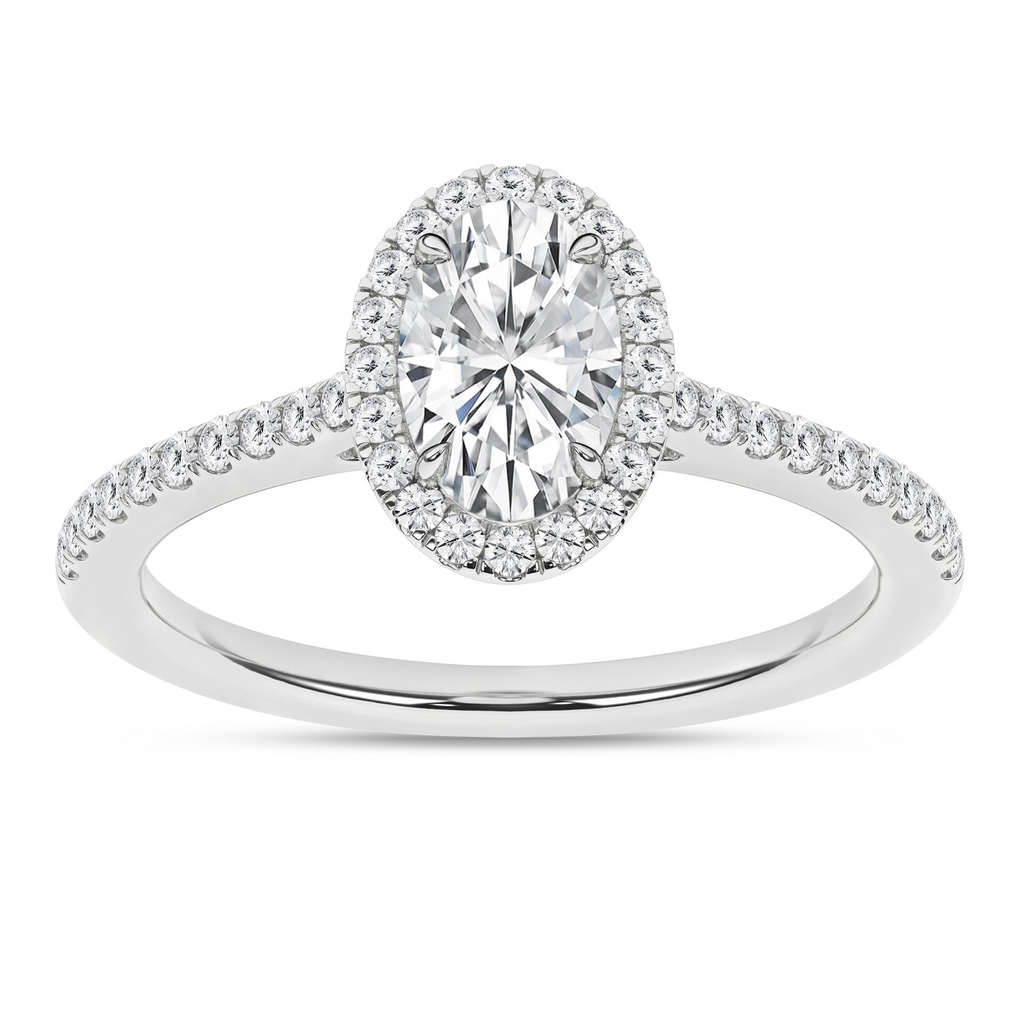 Lady's 14 Karat Engagement Ring one = 1.07ct Oval F VS2 Lab Grown Diam