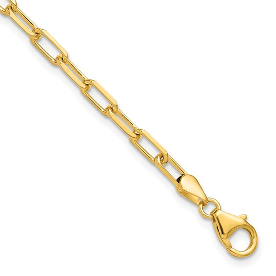 Yellow 14 Karat solid beveled D/C paperclip No Id Bracelet Bracelet Le