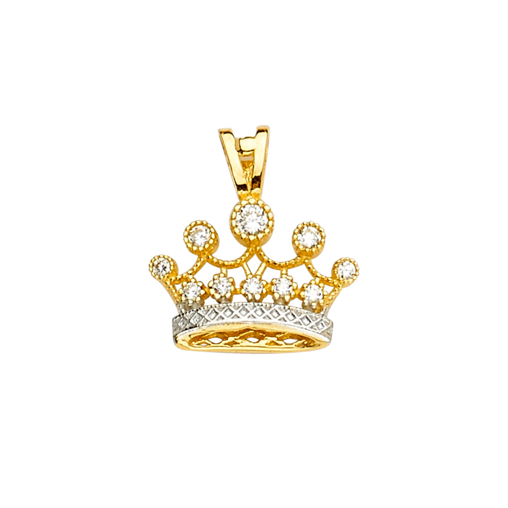 Yellow 14 Karat Crown Pendant Length: 15