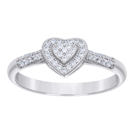 Lady's White Silver cz Ring Length 7.45 Style: Heart