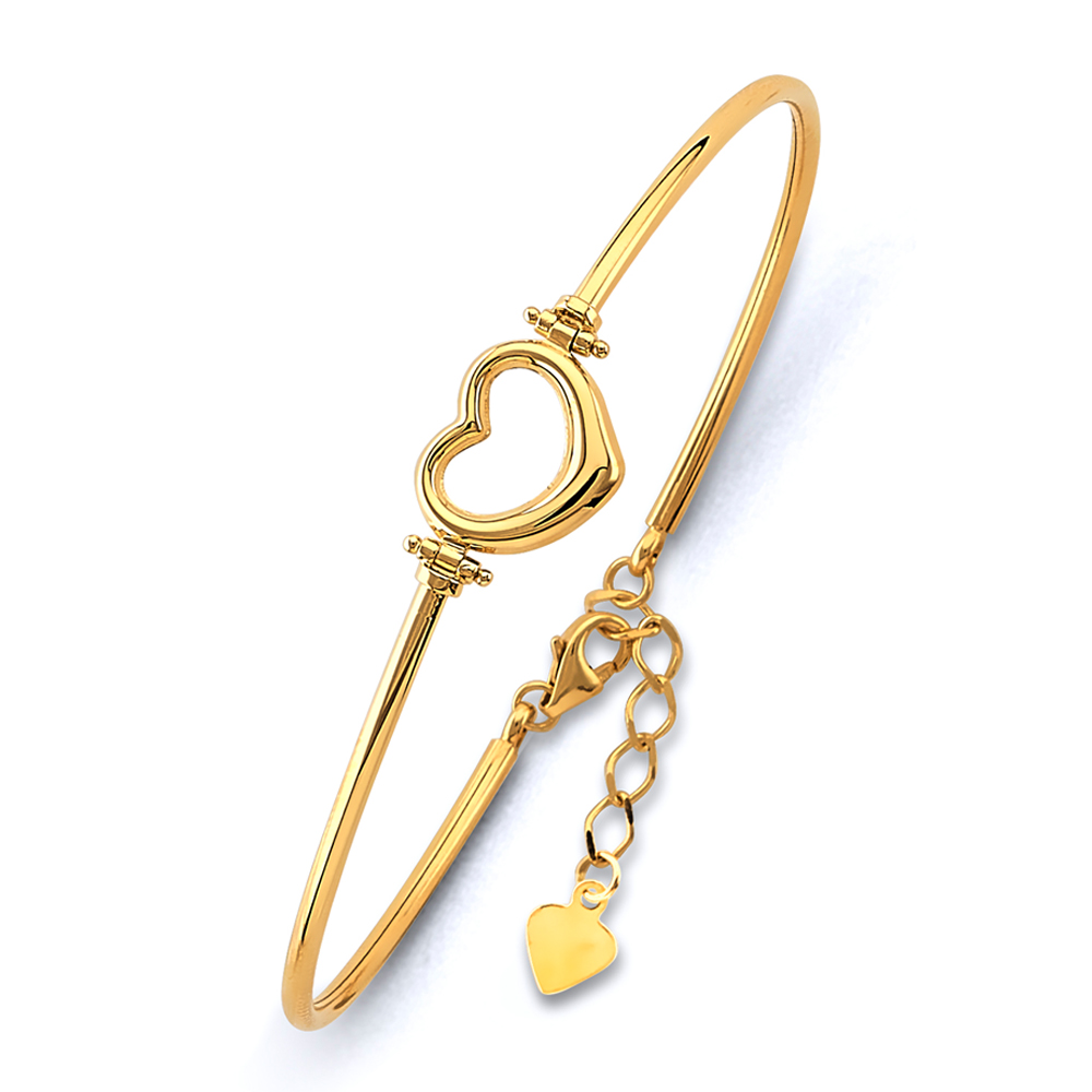 Lady's 14 Karat Adjust Heart Oval Bangle
Color: Yellow
Gender: Ladie