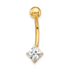 10KT 5mm Square Cz Belly dangle