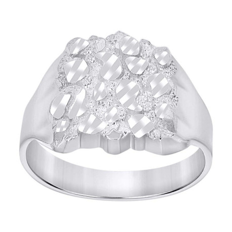 Gent's White Silver Nugget Ring Length 15.92