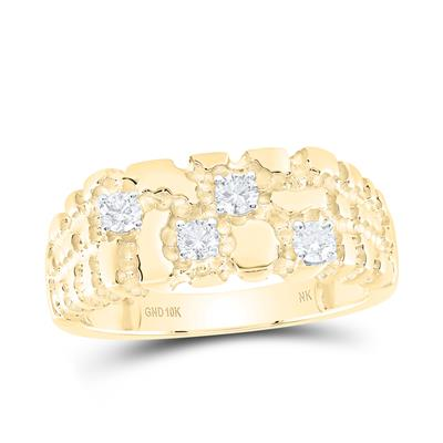 Gent's Yellow 10 Karat Fashion Ring 0.333tw Round Diamonds Style: Nugguet
Finish: Nugget
Gender: Gentlement