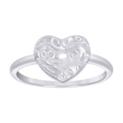 Lady's Silver Polished Heart Ring Length 10