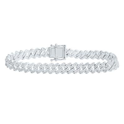 Gent's White  silver Bracelet natural 3.25tw Round Diamonds Style: Cub