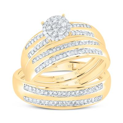 Lady's Yellow 10 Karat Wedding Set = 0.50tw Round Diamonds Finish: Pol