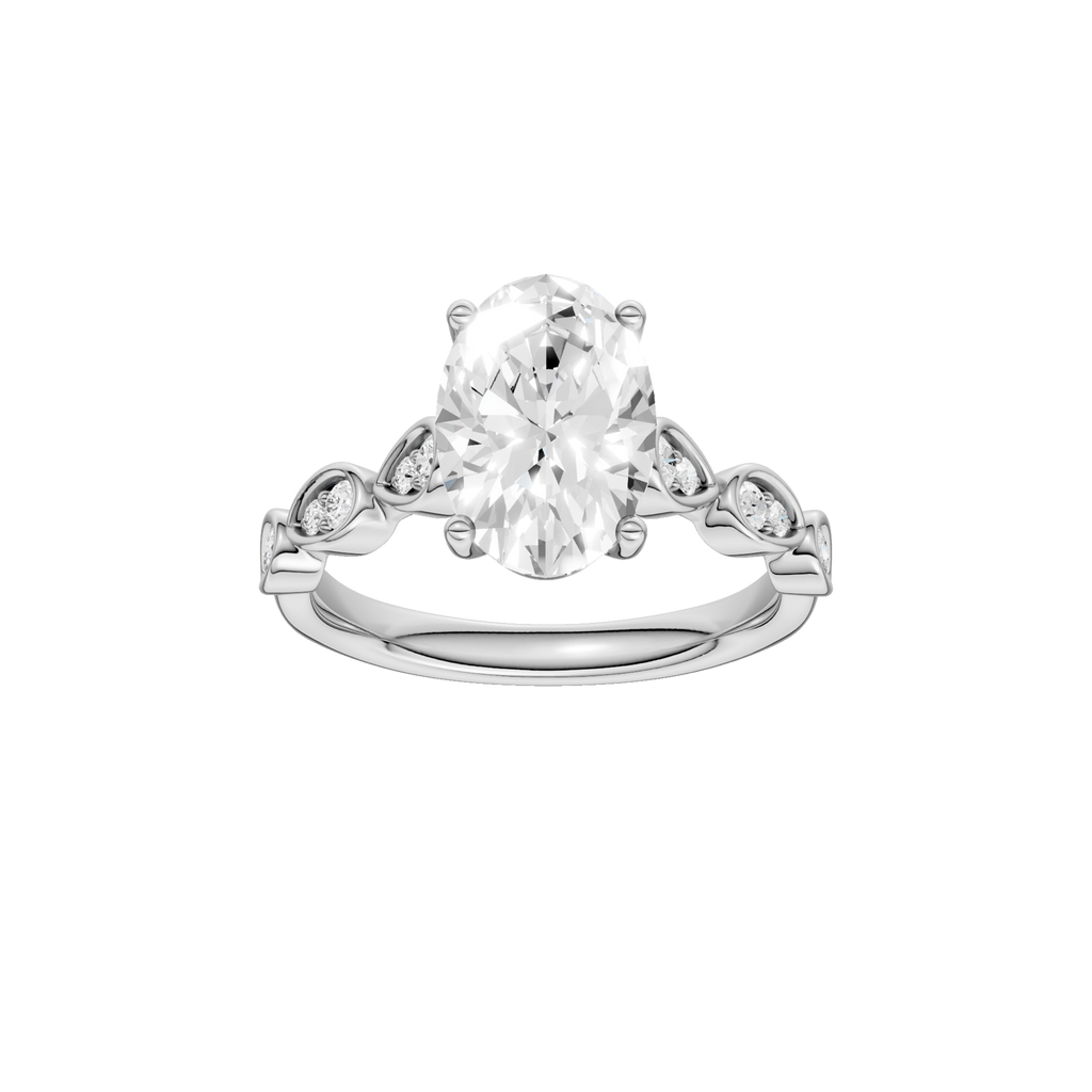 Lady's White 14 Karat Engagement Ring one = 2.09ct Oval F VS Lab Grown