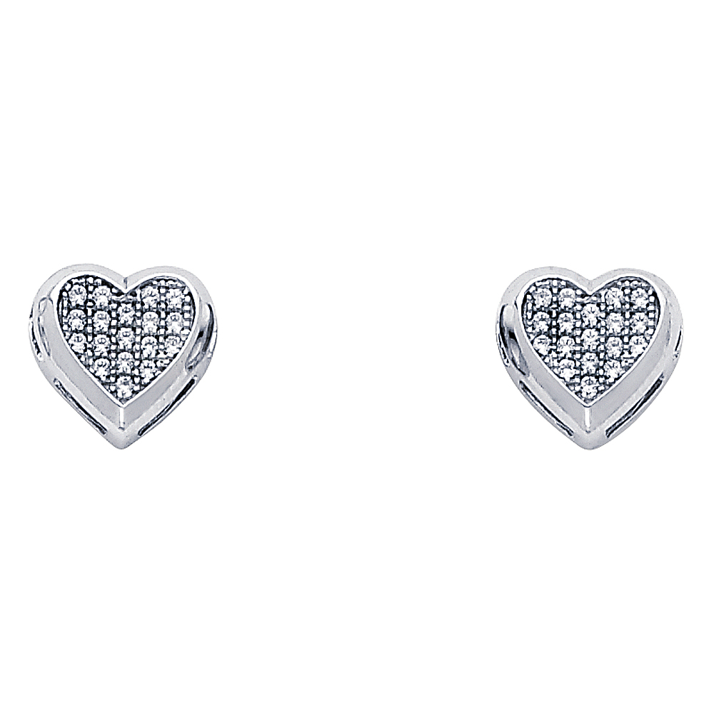 Lady's White 14 Karat Heart Earrings Length 10