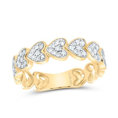 Lady's Yellow 10 Karat Fashion Heart band Ring 0.333tw Round Diamonds Finish: Polished
Gender: Ladies