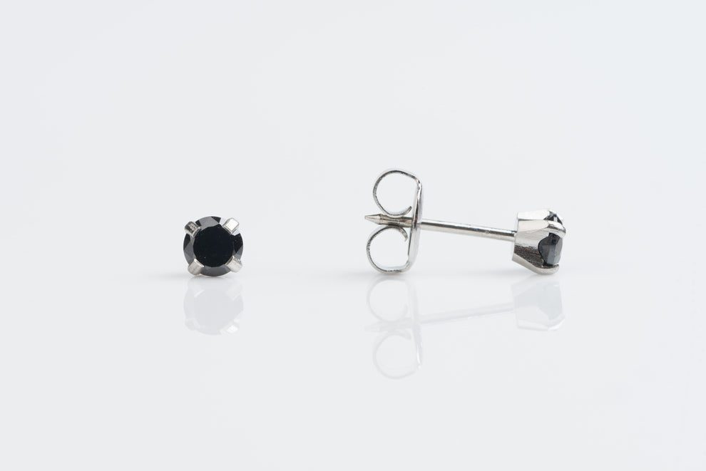 Lady's White Balck Zirconia Piercing Studs 4mm