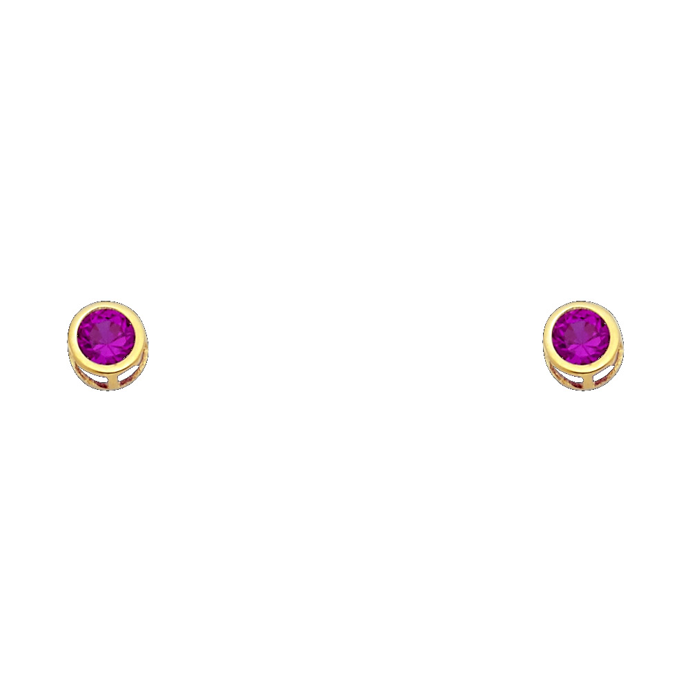 14K Y/Gd 4mm Rd Cz Bezel Screw Earrings