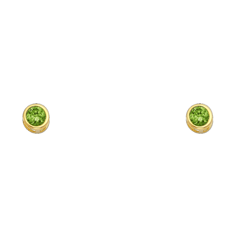14K Y/Gd Cz Birth Stone W/Screw Back Ear