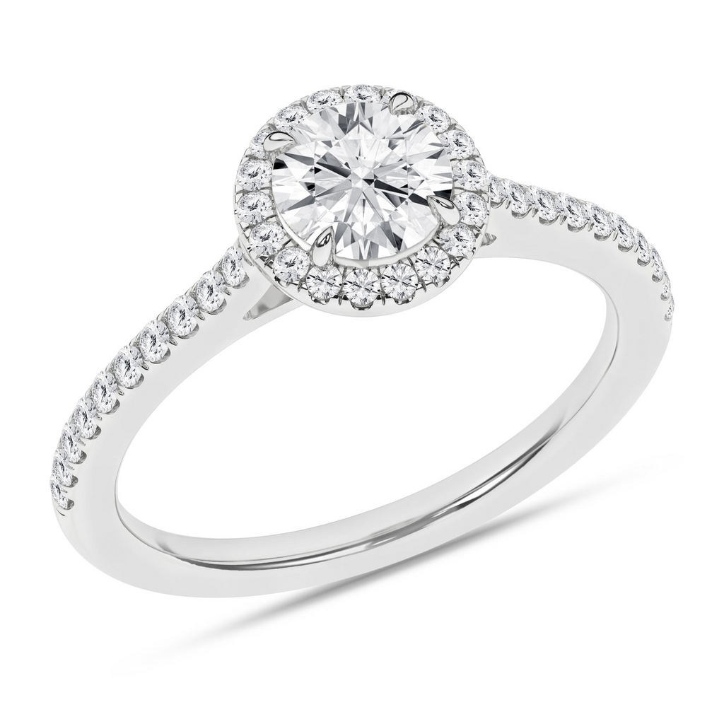 Lady's White 14 Karat Engagement Ring one 0.71ct Round F VS Lab Grown