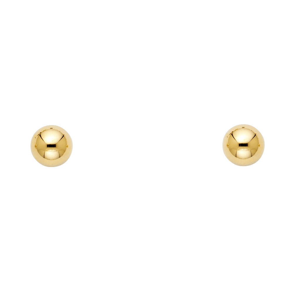 Lady's Yellow 14 Karat 6mm post ball Stud Earrings