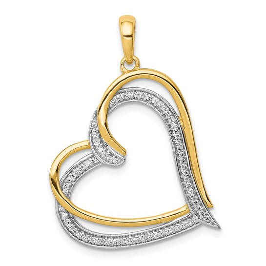 14 Karat 1/6ct. Diamond Double Heart Pendant