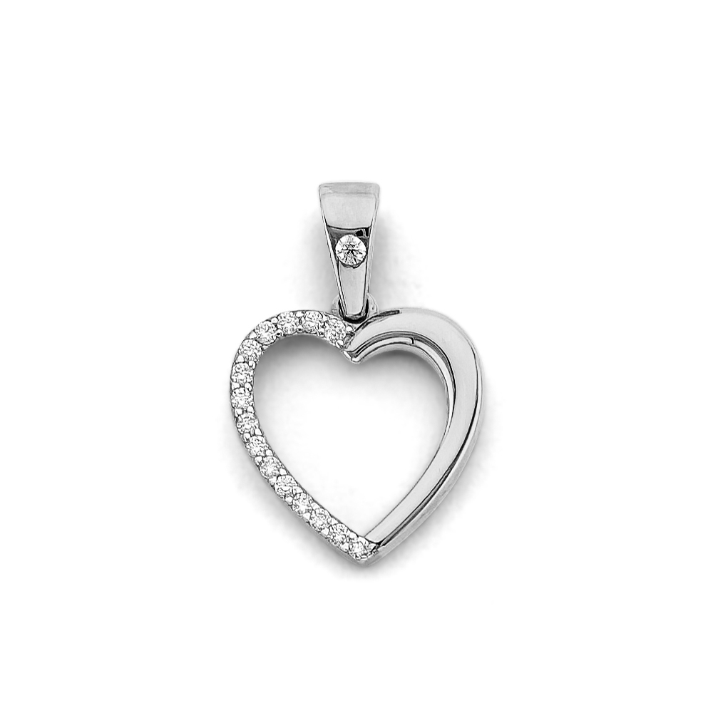 White 14 Karat Heart cz Pendant 
Length: 20