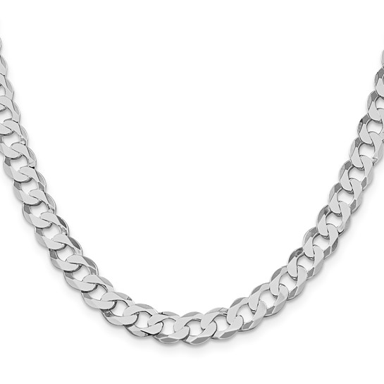 Sterling Silver Rhodium-plated 7.5mm Flat Curb Chain 26"