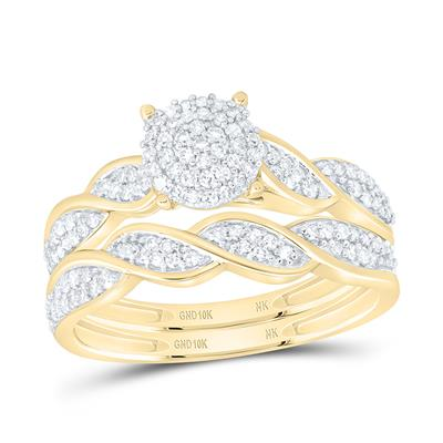 Lady's Yellow 10 Karat Wedding Set = 0.375tw Round Diamonds Finish: Po