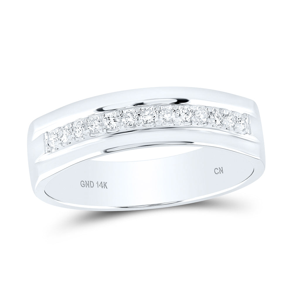 14 Karat Men's Diamond Wedding Band Size 10 0.20tw Round Diamonds Color: White
Finish: High polish