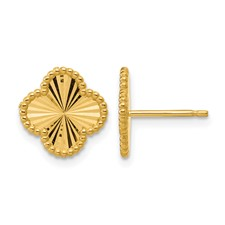 Lady's Yellow 14 Karat clover Post Earrings Length 9.68 Finish: Diamon