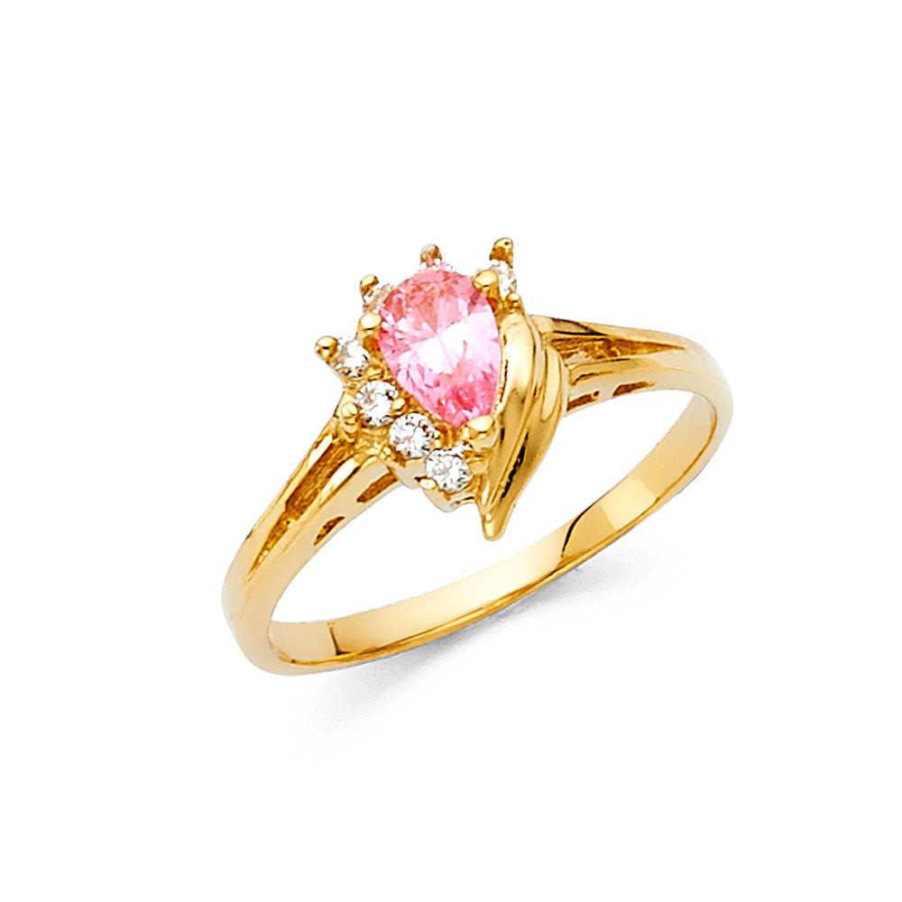 Lady's 14 Karat Fashion Ring Pink Cz Size 7 Color: Yellow
Finish: Pol