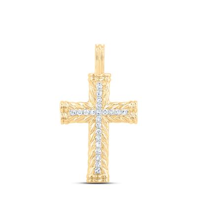 Lady's Yellow 10 Karat Cross Pendant 0.10tw Round Diamonds Length: 25.38
Gender: Ladies