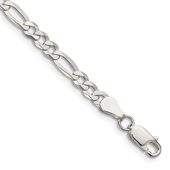 Sterling Silver Flat Figaro Bracelet Length: 7" 4.5mm