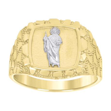 Gent's Yellow 10 Karat St Jude Nugget Ring Length 15.6
