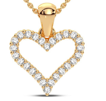 Lady's Yellow 10 Karat Pendant 0.16tw Round Diamonds Style: Heart
Len
