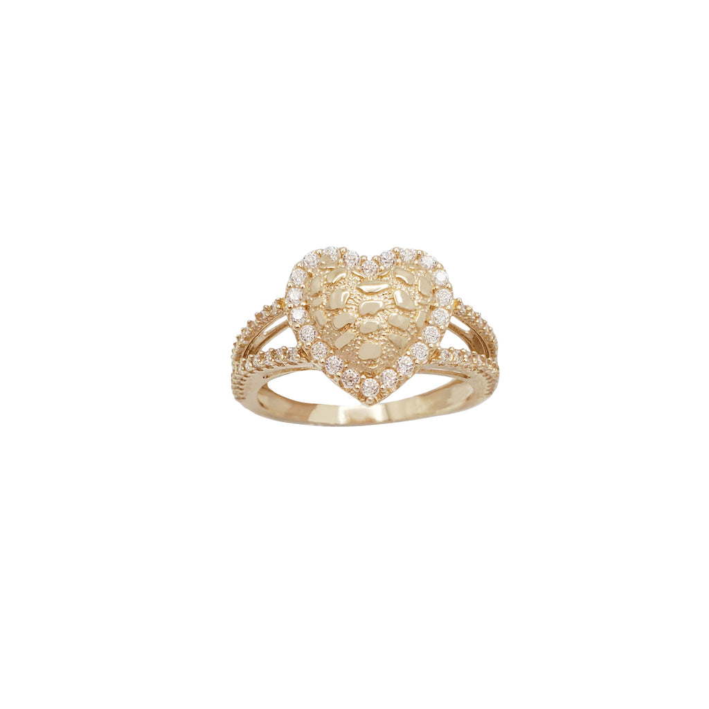 Lady's Yellow 10 Karat Medium Nugget cz Fashion Ring Length 15.43 Style: Fashion