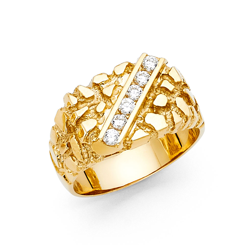 Gent's Yellow 14 Karat Nugget Fashion Ring Length 12