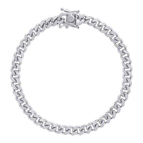 White Sterling Silver cz rhodium plated Bracelet Style: Miami-cuban
L