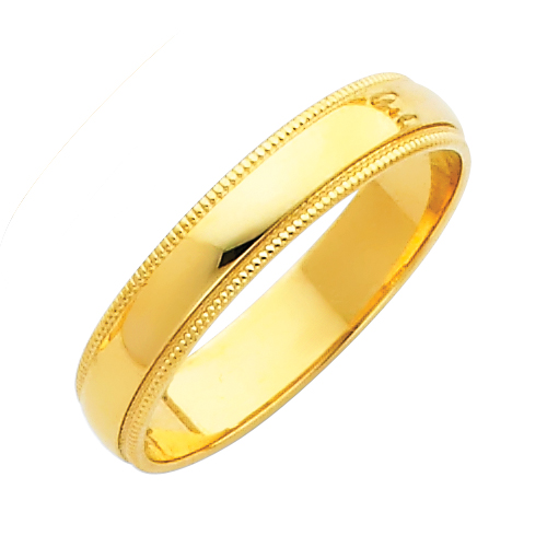 Lady's Yellow 14 Karat Wedding Band fit milgrain Gender: Unisex