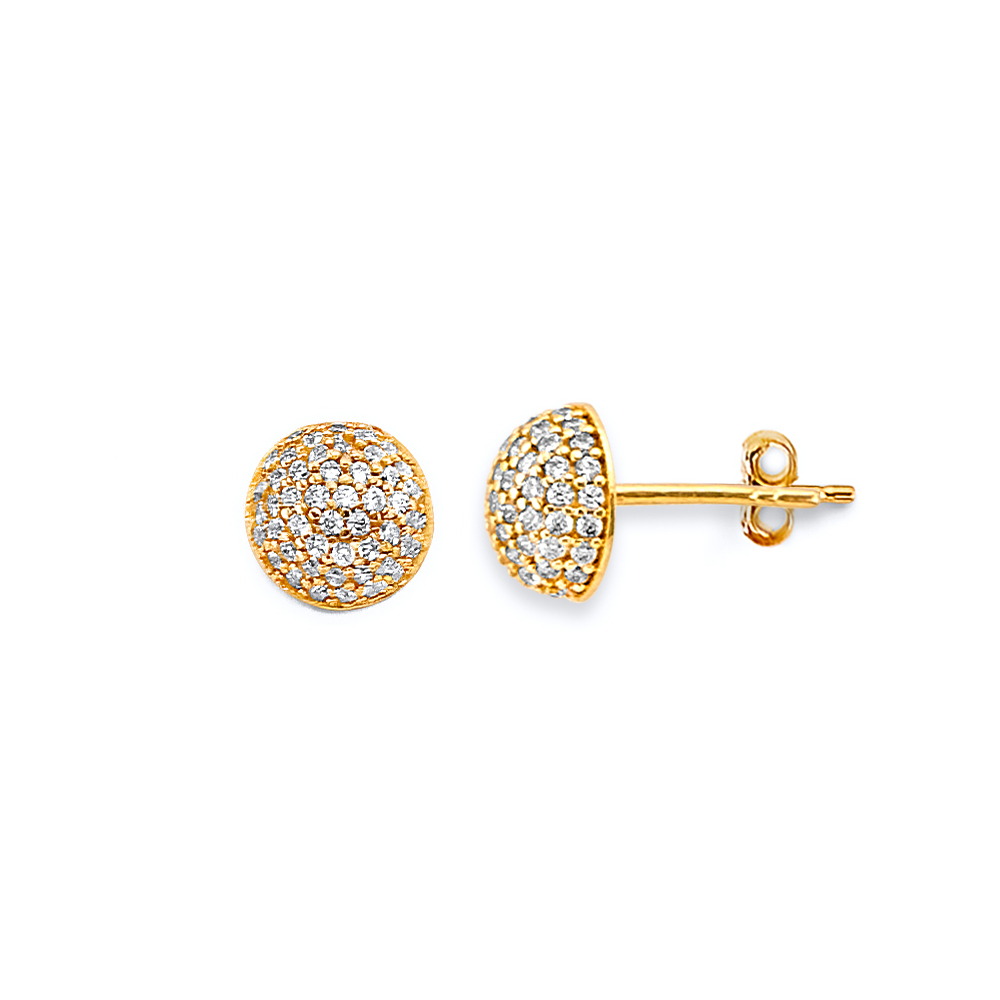Lady's Yellow 14 Karat Cluster CZ Push Back Earrings