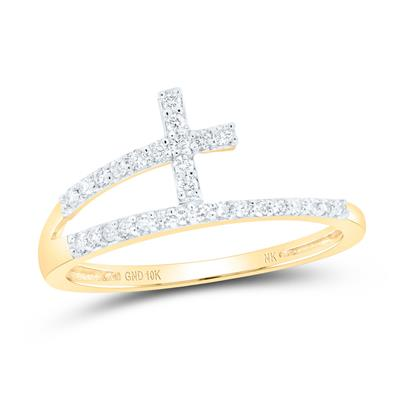 Lady's Yellow 10 Karat Fashion Ring Length 8.6 = 0.143tw Round Diamond