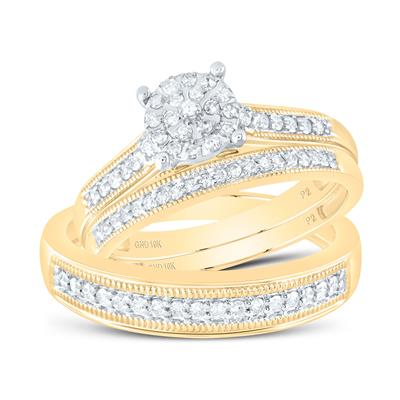 Lady's Yellow 10 Karat Wedding Set 0.375tw Round Diamonds Finish: Polished
Wedding: Trio