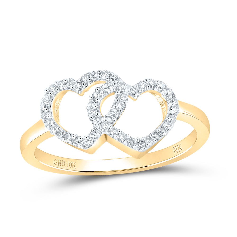 Lady's 10 Karat Fashion Heart Ring Size 7 0.15tw Round Diamonds Color: Yellow