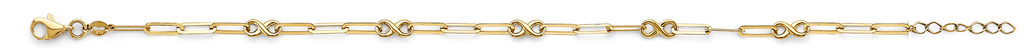 Lady's 14K Light Infiniti/Link Bracelet
Color: Yellow
Length: 7"
Gender: Ladies
