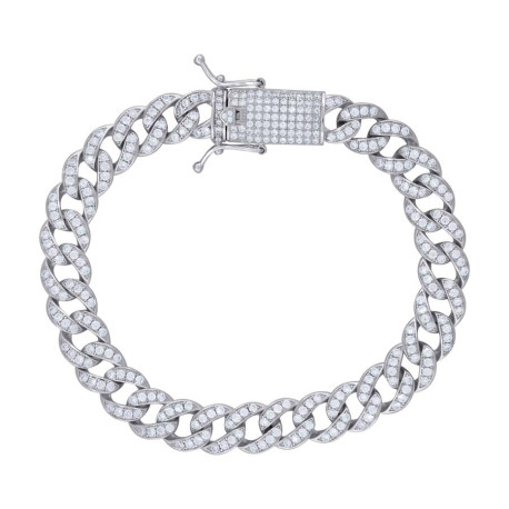 925 Sterling Silver 10.72 CTW Moissanite Bracelet Style: Miami-cuban
