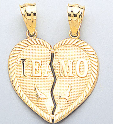 10 Karat Diamond Cut Heart broken TE AMO Charm Length 20.3 Color: Yellow
Gender: Unisex