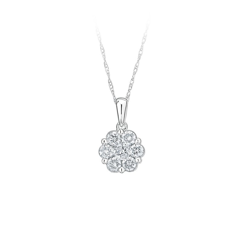 Lady's Necklace 0.20tw Flower Cluster Round Diamonds Length 18" 
Gend
