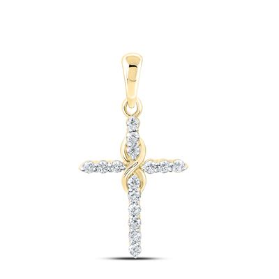 Lady's Yellow 10 Karat Cross w/infinity Pendant 0.167tw Round Diamonds Style: Fashion
Length: 22
Gender: Ladies