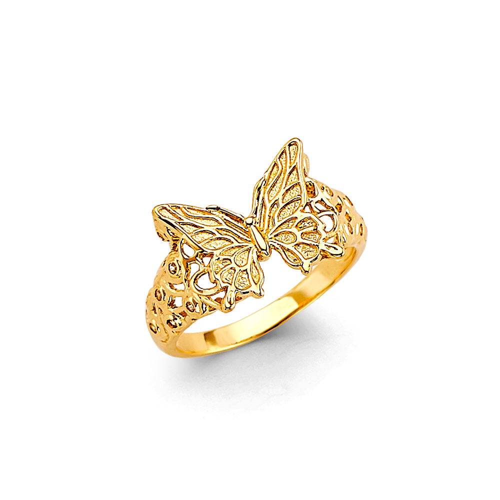 Lady's Yellow 14 Karat Cz Butterflly Ring Length 12 Style: Fashion