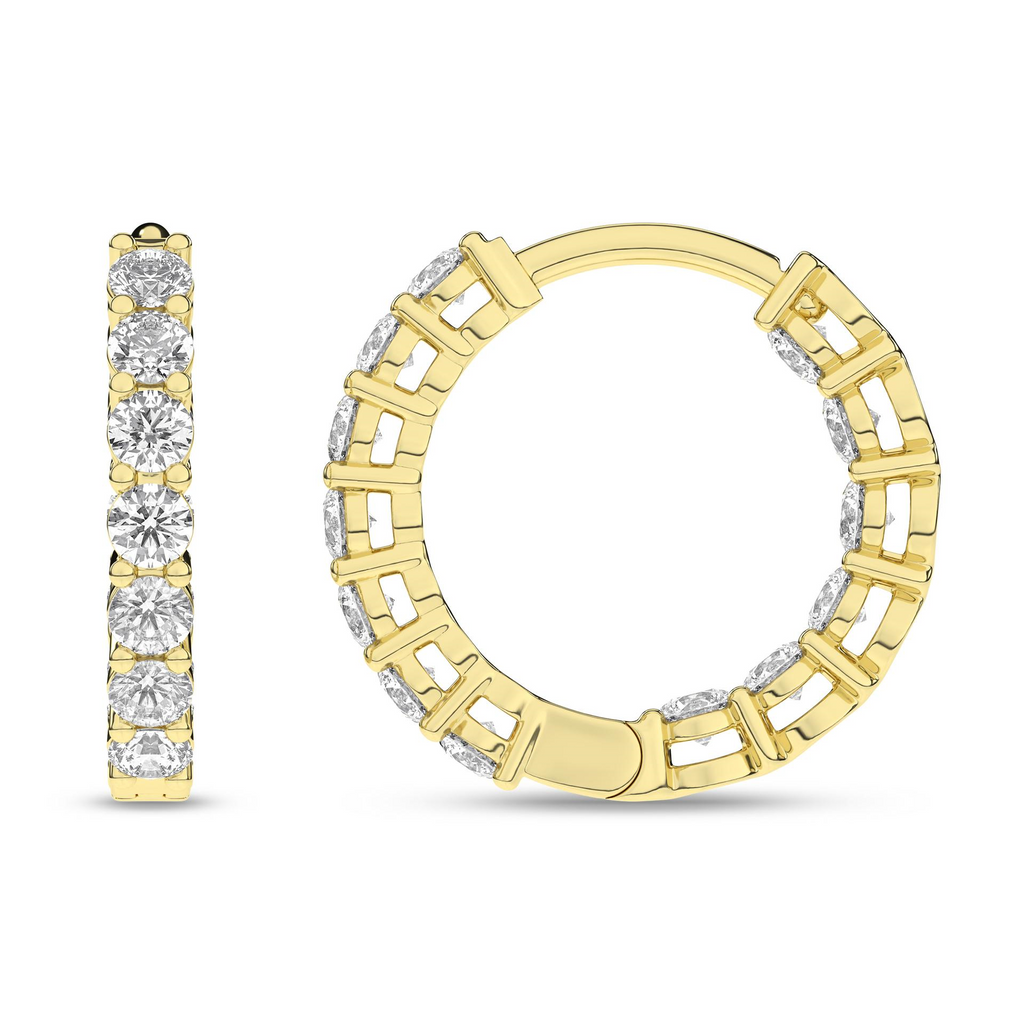 Lady's Yellow 14 Karat Lab-Grown Diamond Hoop Earrings 26 1.00tw Round