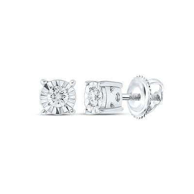 White 10 Karat Earrings = 0.10tw Round stud Diamonds Finish: Polished