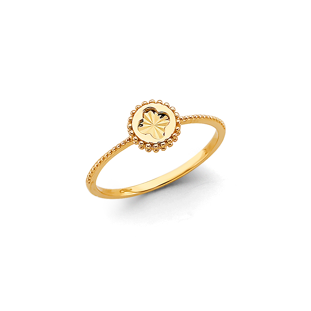 Lady's Yellow 14 Karat Clover Round Ring