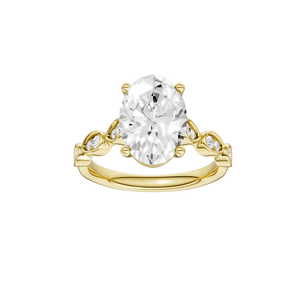 Lady's Yellow 14 Karat Engagement Ring one = 3.03ct Oval F VS Lab Grow